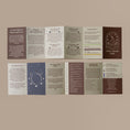 Load image into Gallery viewer, showing the inlay of the moon calendar 2025 guide explaining all the detailsof the lunar cycles