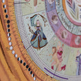 Load image into Gallery viewer, close up of the moon phase calendar showing the lunar cycle, virgo image and harvest of the moon